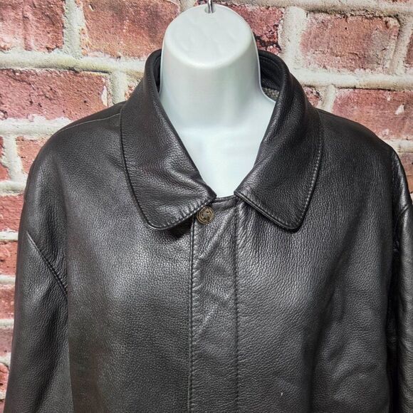 Yuan Creations Vintage Leather Jacket | Men’s Size 40 | Black Mid-Length Coat - Picture 3 of 10